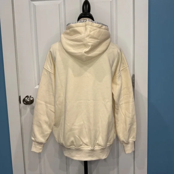 Altar'd State 1998 Patchwork Floral Gingham Hoodie Cream Blue Size XS NWT - Picture 7 of 8